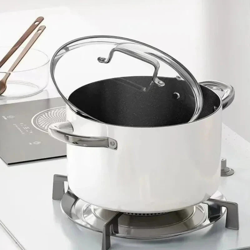 White Ceramic Stainless Soup Pot