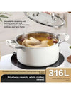 White Ceramic Stainless Soup Pot