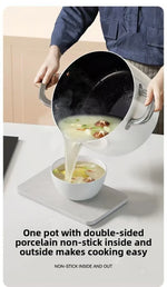 White Ceramic Stainless Soup Pot