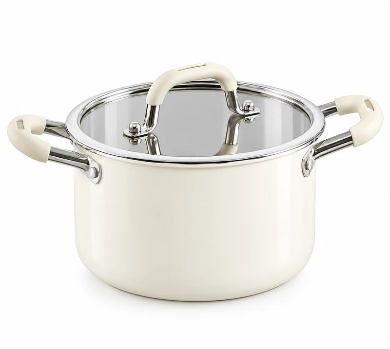 White Ceramic Stainless Soup Pot