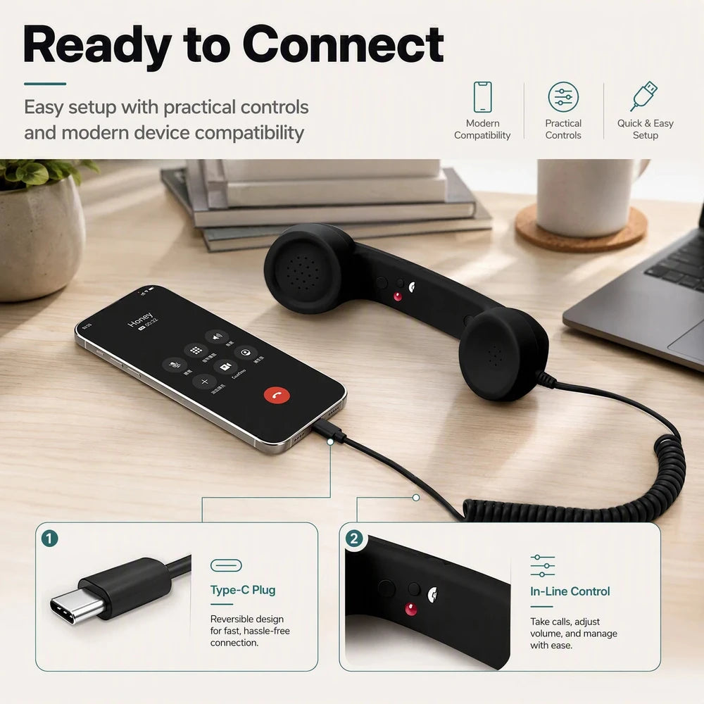 Retro Wired Telephone Handset