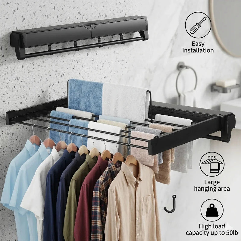 Wall Mounted Retractable Clothes Drying Rack