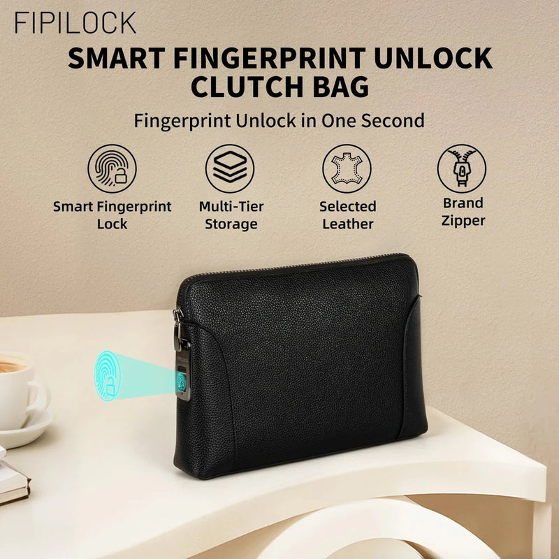 Leather Fingerprint Clutch Bag