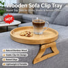 Natural Wood Sofa Armrest Tray