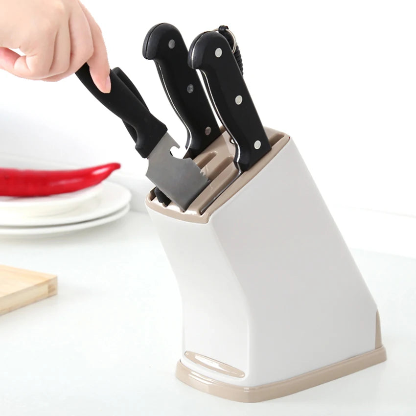 1pc MultiFunction Durable Kitchen Plastic Knife Stand Holder Storage Drainage Cutlery Rack Organizer