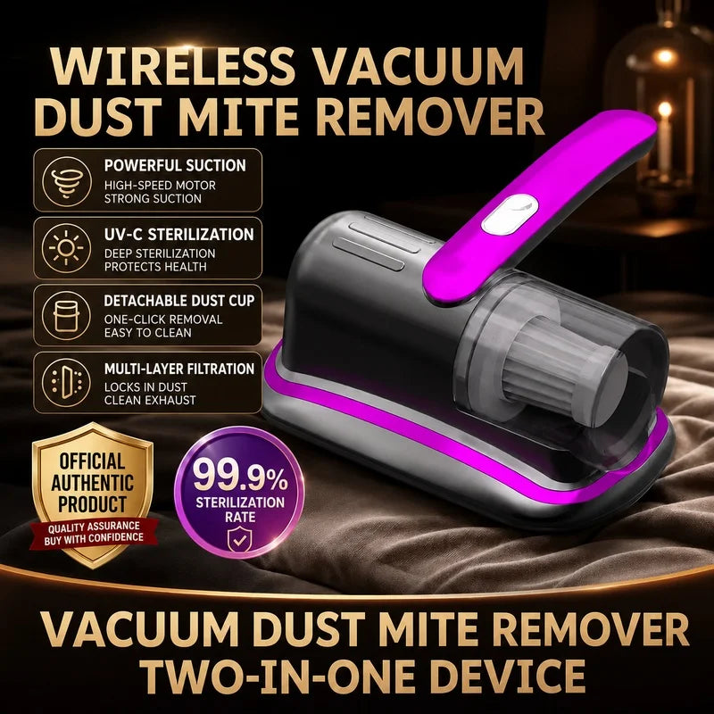 Wireless Handheld Mattress Vacuum Cleaner, Equipped with UV-C Lamp, HEPA Filter, 20KPa, Suitable for Beds, Sofas, Car Seats