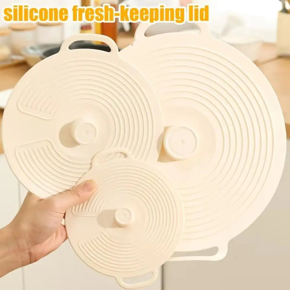 Portable Dustproof Silicone Pot Lid Sealing with Handle Bowl Lid Splash-proof Reusable Oil Cover for Microwave Refrigerator