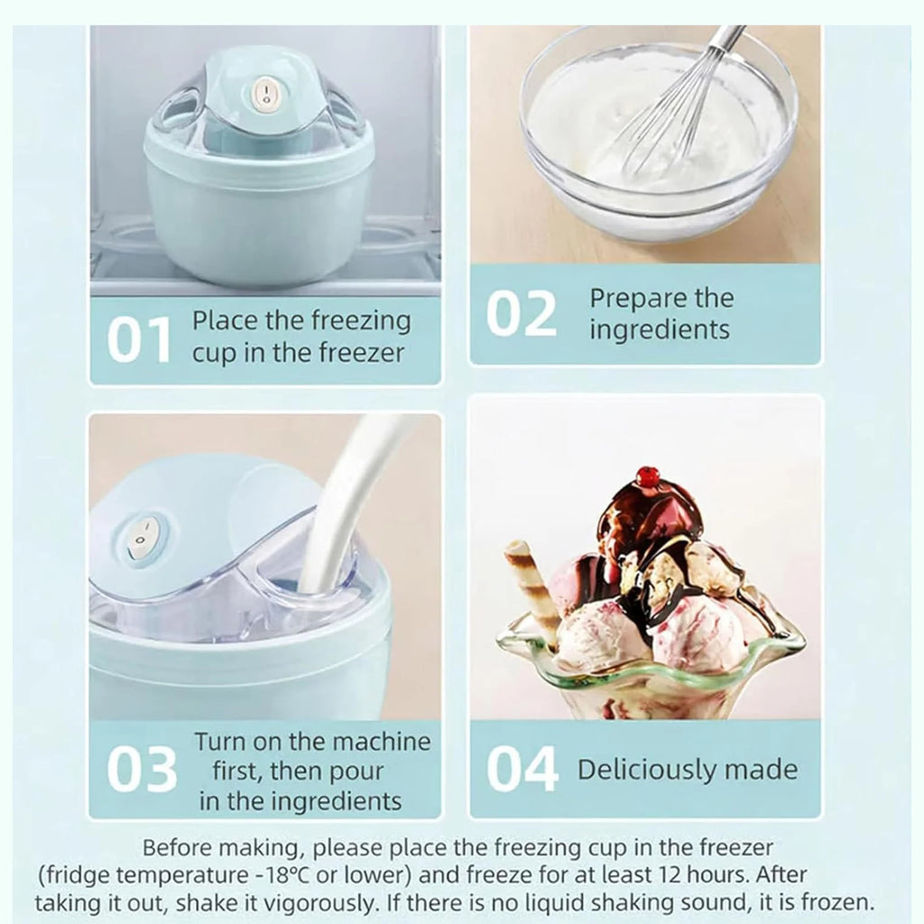 Single Serve Personal Ice Cream Maker Just 15 Minutes Personal Gelato & Sorbet Machine One-Touch Ideal for Summer Desserts