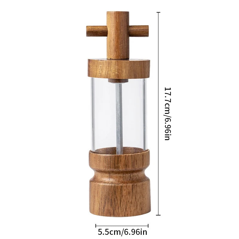 1PC/3PCS Creative Pepper Grinder, Acacia Wood Home Acrylic Transparent Pepper Mill, Kitchen Lantern Sea Salt Grinder Bottle