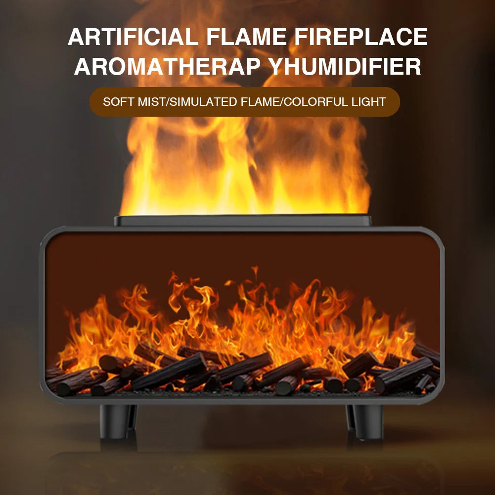 Essential Oil Diffuser, Fireplace Flame Oil Diffuser, Aromatherapy Aroma Humidifier, Upgrade 7 Colors Noiseless for Bedroom Home