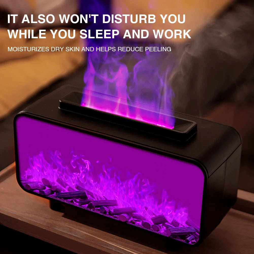 Essential Oil Diffuser, Fireplace Flame Oil Diffuser, Aromatherapy Aroma Humidifier, Upgrade 7 Colors Noiseless for Bedroom Home