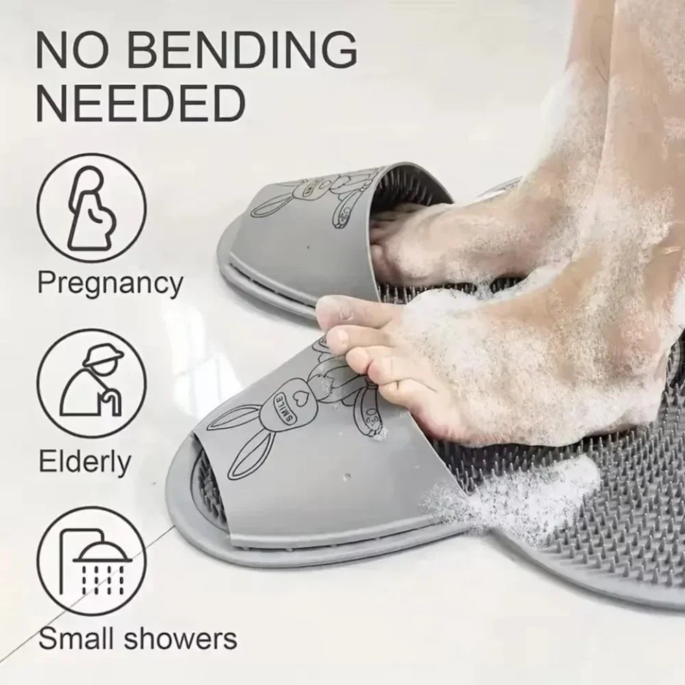 1Pc Silicone Foot Massage Mat, Anti Slip Shower Foot Scrub Pad Exfoliating Dead Skin Remover Bathroom Bath Mat for Feet Cleaning