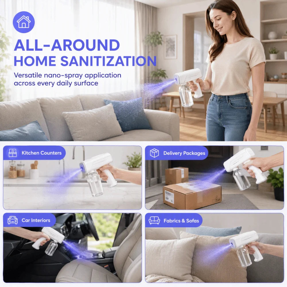 Rotating Nozzle Atomizing Spray Bottle Wireless Automatic Electric Sprayer Blue Light USB Rechargeable Portable Atomizer