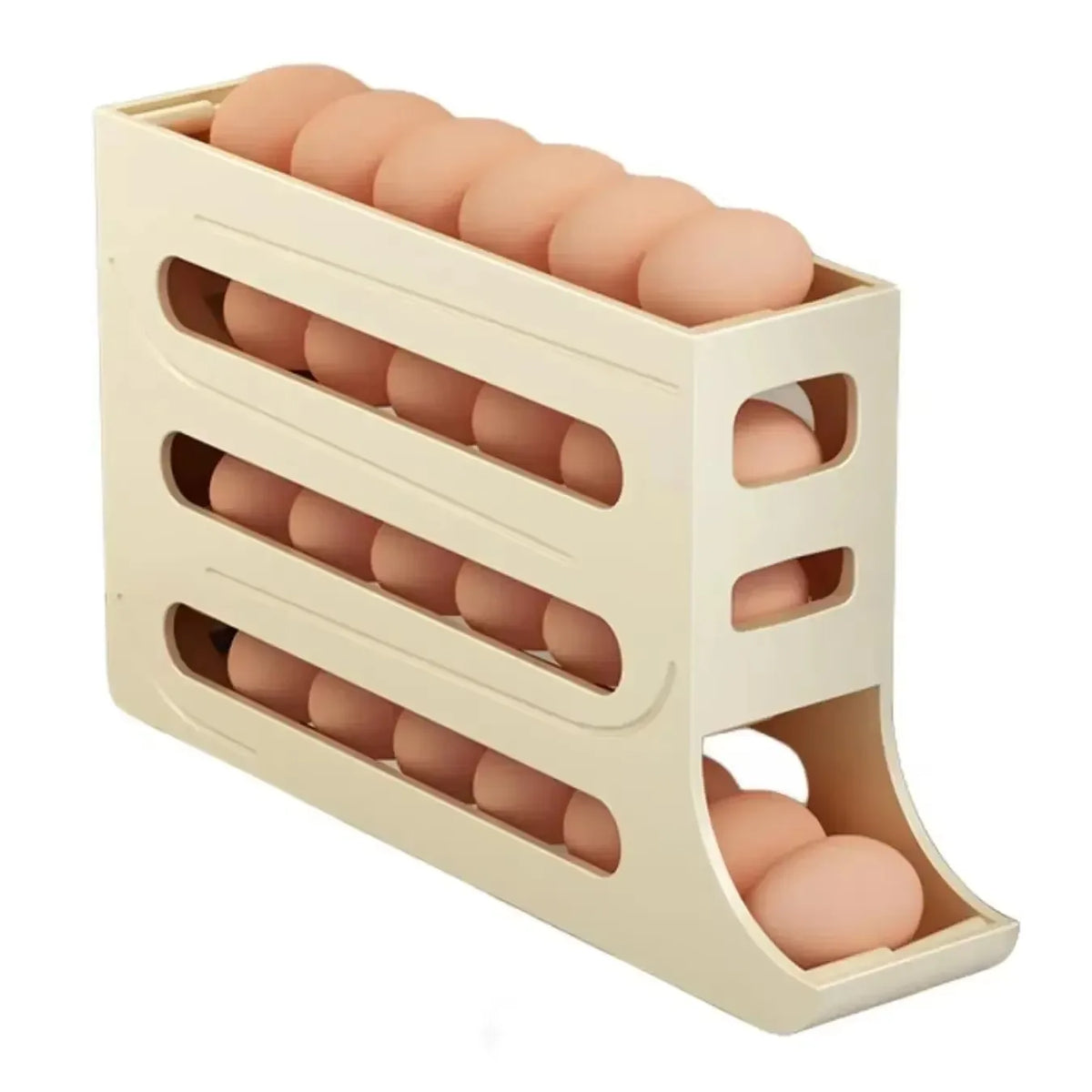 4-Layer Rolling Egg Holder for Refrigerator, Space-Saving Kitchen Fridge Storage Rack