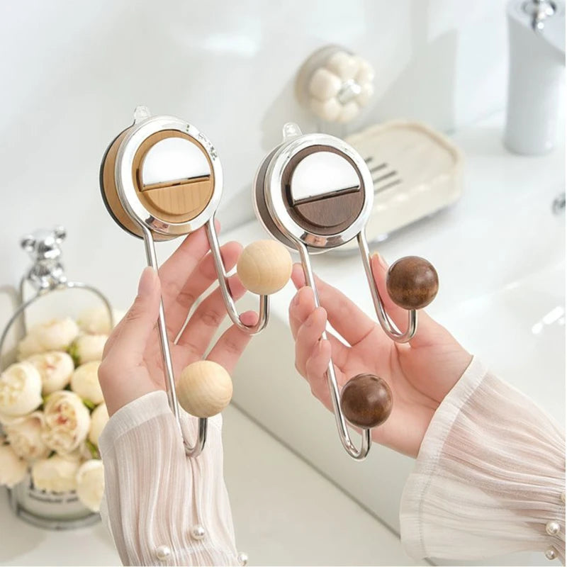 Household Removable Suction Cup Hooks Double Hooks Vacuum Shower Hooks Organizer Storage Wall Hanger Kitchen Bathroom