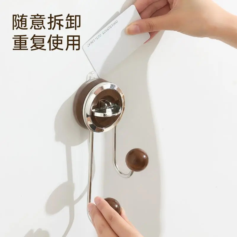 Household Removable Suction Cup Hooks Double Hooks Vacuum Shower Hooks Organizer Storage Wall Hanger Kitchen Bathroom