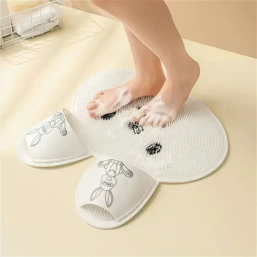 1Pc Silicone Foot Massage Mat, Anti Slip Shower Foot Scrub Pad Exfoliating Dead Skin Remover Bathroom Bath Mat for Feet Cleaning