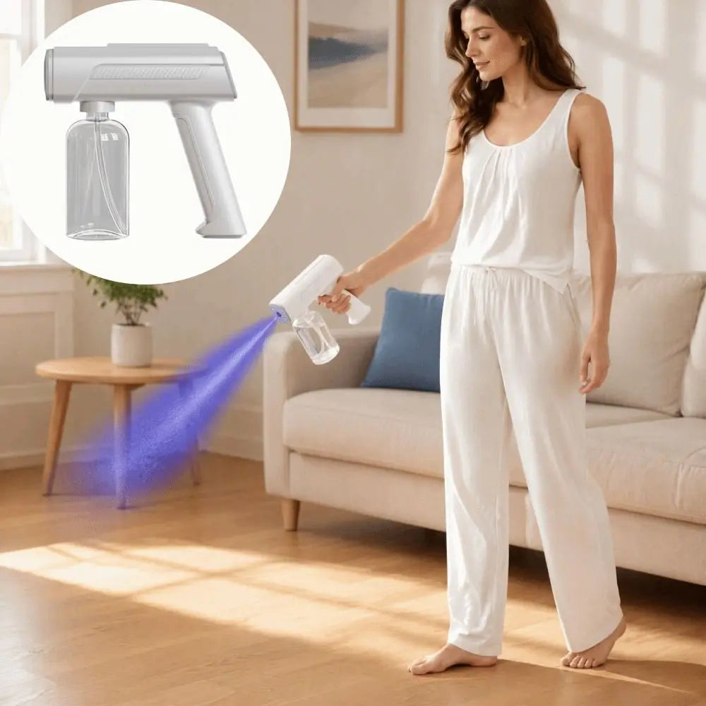 Rotating Nozzle Atomizing Spray Bottle Wireless Automatic Electric Sprayer Blue Light USB Rechargeable Portable Atomizer