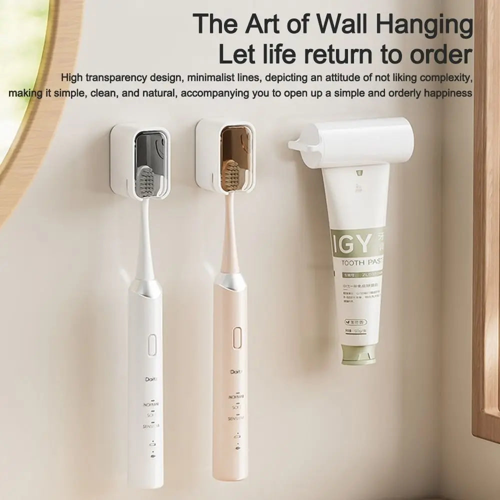 Portable Dustproof Toothbrush Holder Flip-top Wall Mounted Toothbrush Rack Toothbrush Storage Box
