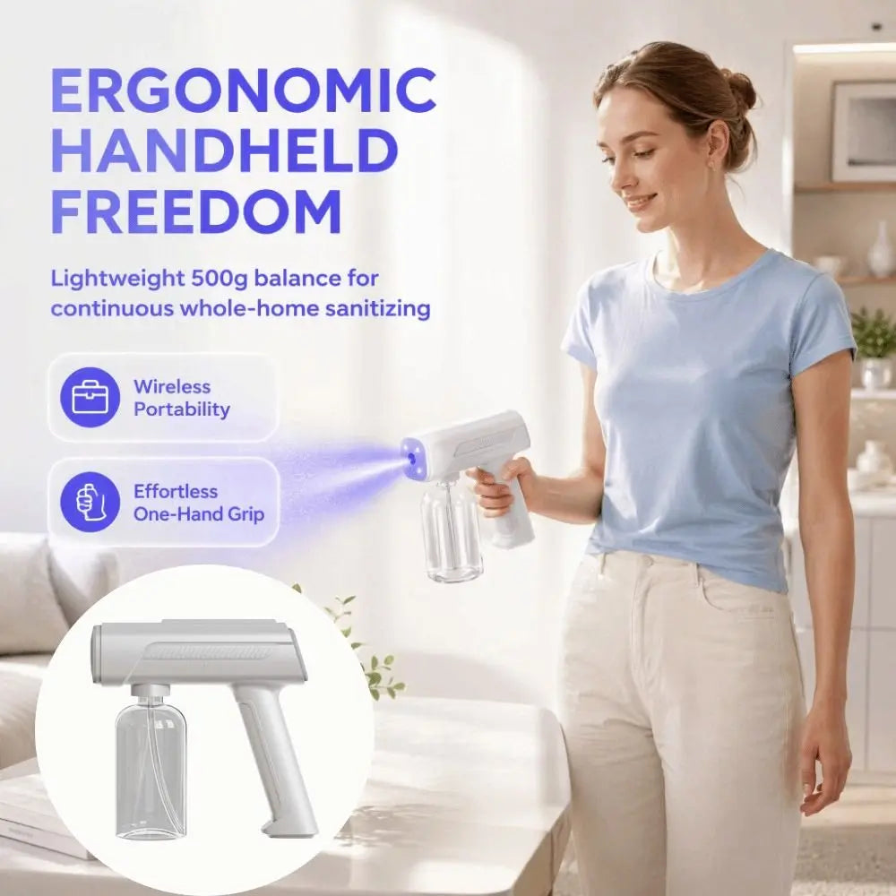 Rotating Nozzle Atomizing Spray Bottle Wireless Automatic Electric Sprayer Blue Light USB Rechargeable Portable Atomizer