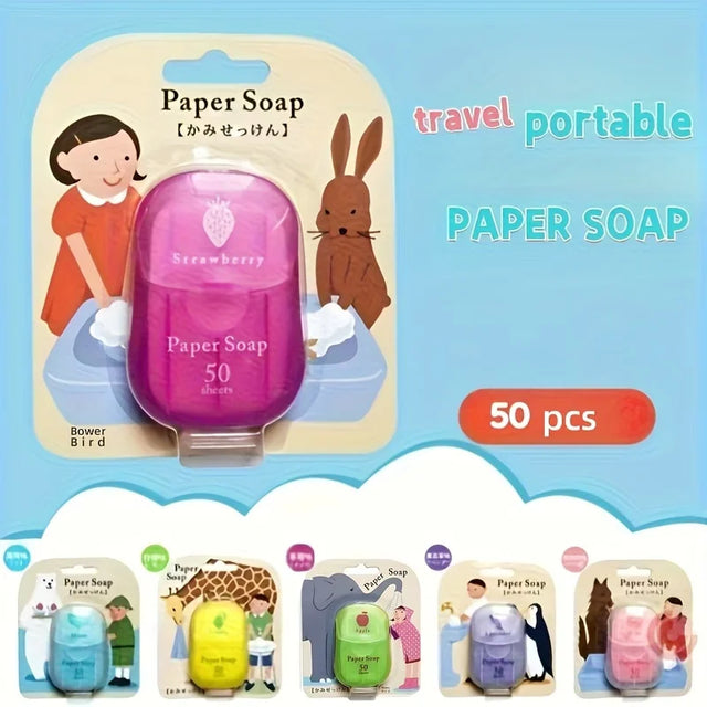 50Pcs Lavender Portable Soap Sheets, Glycerin Disposable Soap Paper for Travel Camping Outdoor