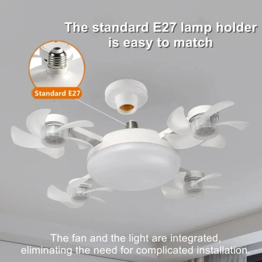 Rotatable 3in1 Ceiling Fan with Remote Control Lighting Lamp E27 E14 B22 GU10 Converter Base Lighting Base Bedroom Living Room