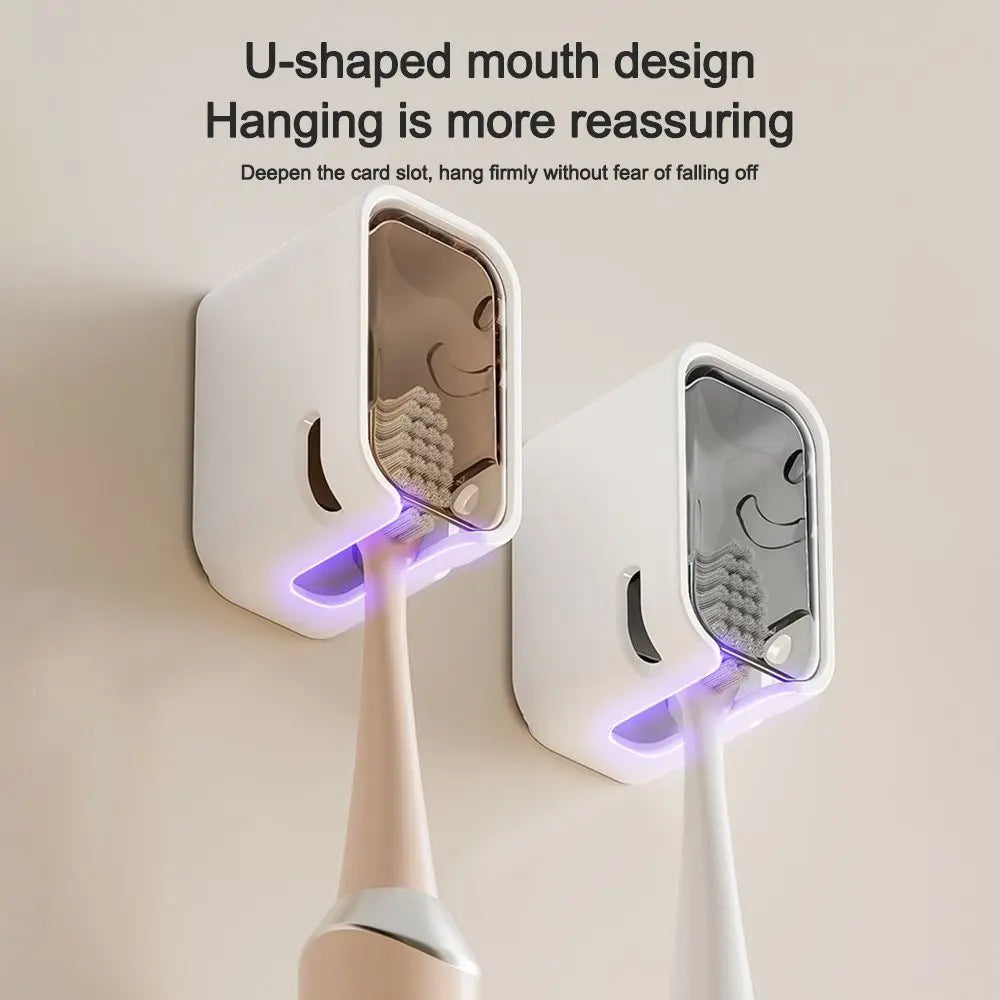 Portable Dustproof Toothbrush Holder Flip-top Wall Mounted Toothbrush Rack Toothbrush Storage Box